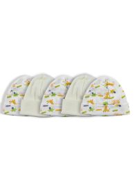Bambini Baby Cap (Pack of 5) (Color: White/Print, size: One Size)