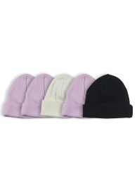Bambini Girls Baby Cap (Pack of 5) (Color: Pink/Black/White, size: One Size)