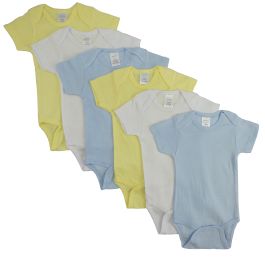 Bambini Pastel Boys' Short Sleeve 6 Pack (Color: Blue/Yellow/White, size: small)