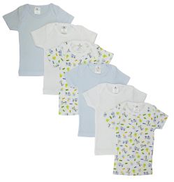 Bambini Girls Pastel Variety Short Sleeve Lap T-shirts 6 Pack (Color: Blue/Yellow/White, size: large)