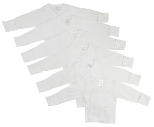 Bambini Long Sleeve Side Snap With Mittens 6 Pack (Color: White, size: small)
